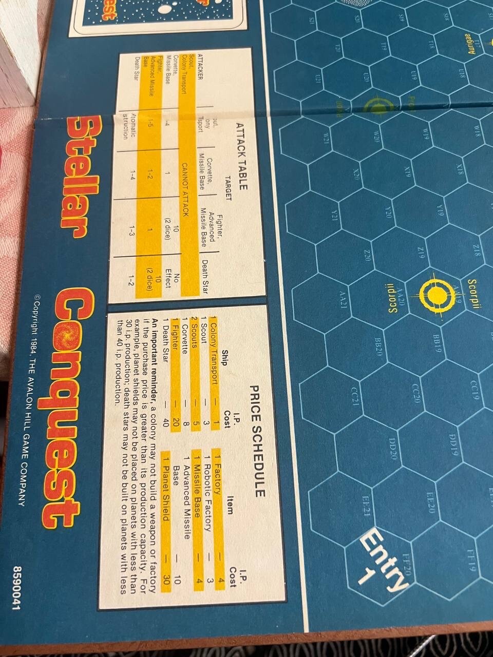 1984 STELLAR CONQUEST The Avalon Hill Game Board Game Company Rare Vintage LV1