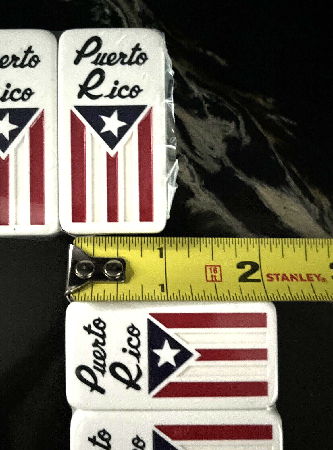 Dominoes Regular With Puerto Rico Flag Quality Wood Box Bandera P.R.