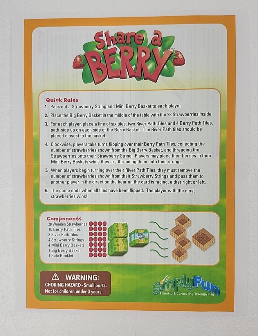 ✅ Share A Berry by Simply Fun Board Game Complete