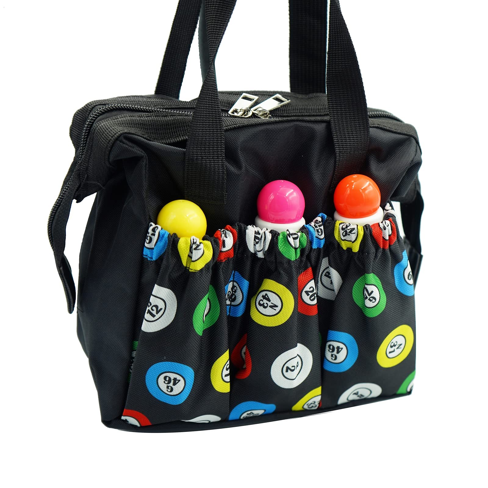 Yuanhe Bingo Dauber Bags with 6 Pockets Black Tote Bag One Size,