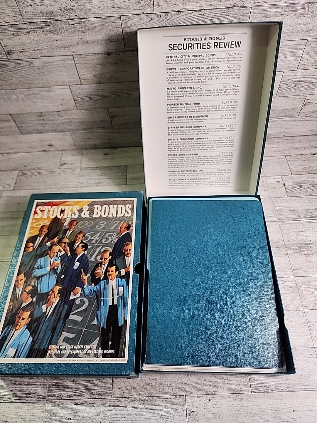 1964 Stocks and Bonds Bookshelf Board Game Vintage Investment Faux Book 3M USA
