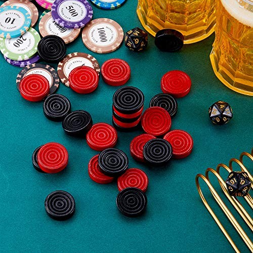 48 Pcs Wooden Checkers Pieces Stackable with Drawstring Storage Bag