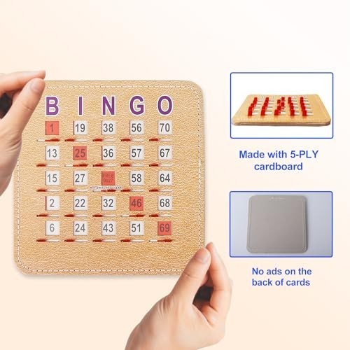 10-Pack Reusable Bingo Cards – 5-Ply Stitched, Quick-Clear Sliding Windows
