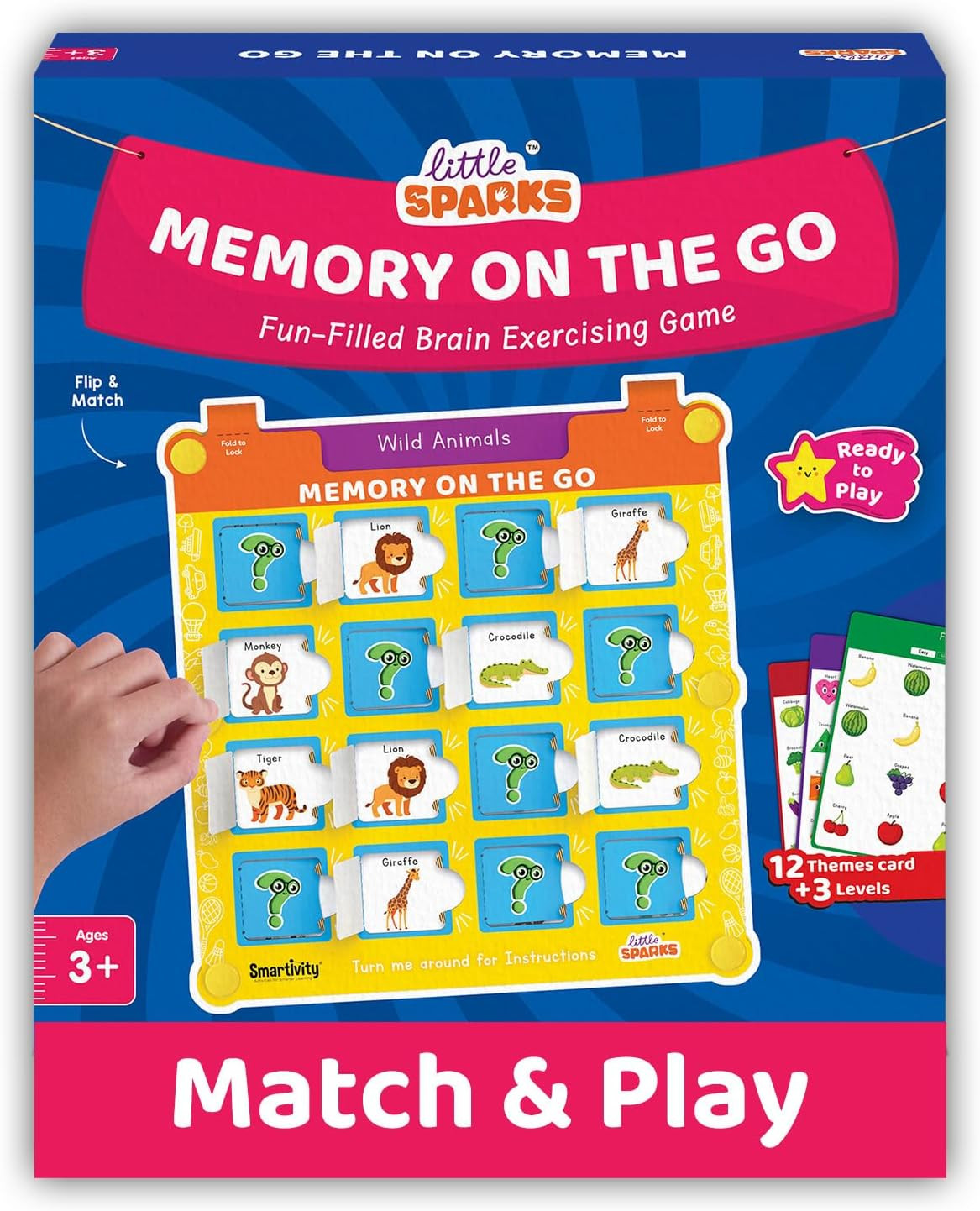 Memory Game for Kids Ages 3+ Years | Fun Matching Game – 12 Theme Cards & 3 Leve