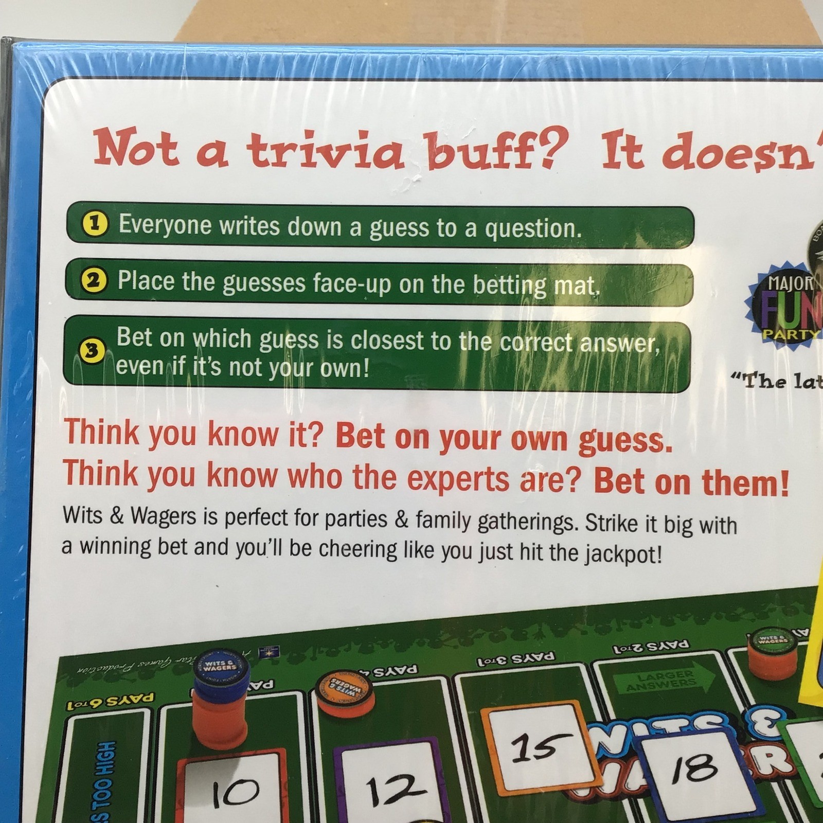 Wits & Wagers Party Game of the Year Fun Trivia Board Game 2007 New Sealed