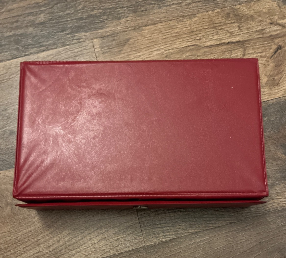Cardinal Domino Set Vintage Red Snap Vinyl Case Ivory Tiles Complete VG