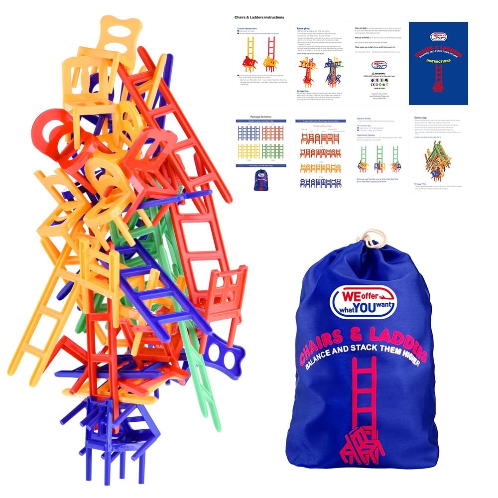 Exciting Stacking Balancing Game With 24 Chairs And 20 Ladders For All Ages