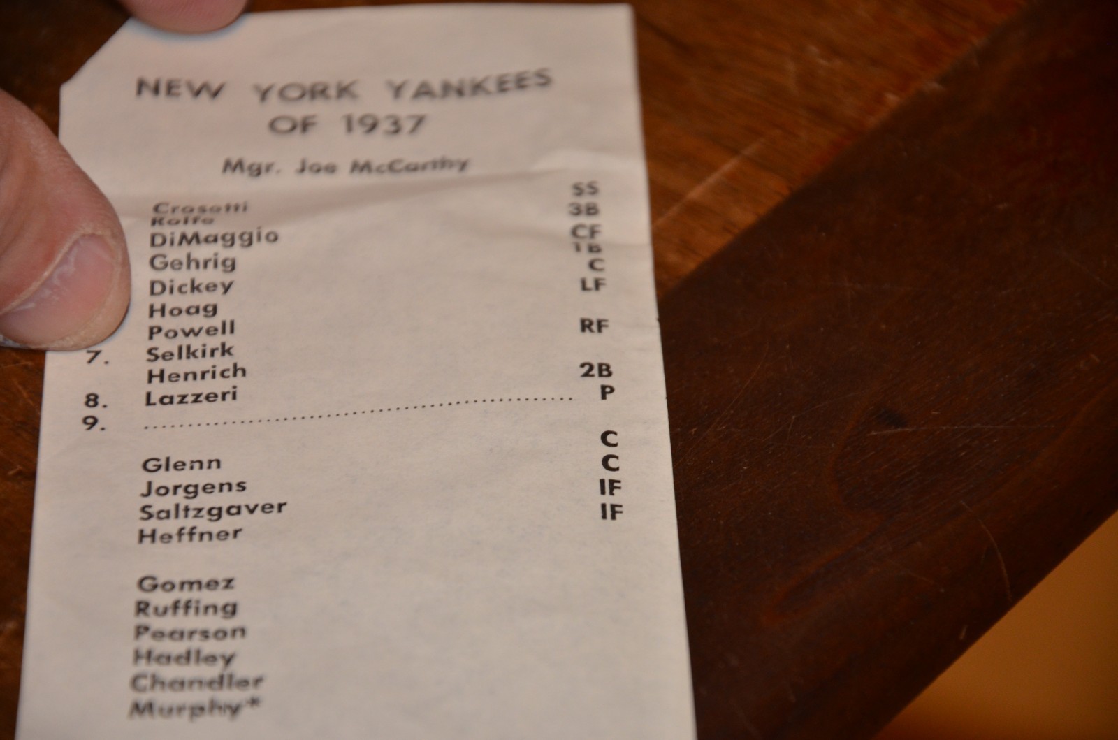 APBA 1937 New York Yankees Baseball Great Teams Of The Past Set