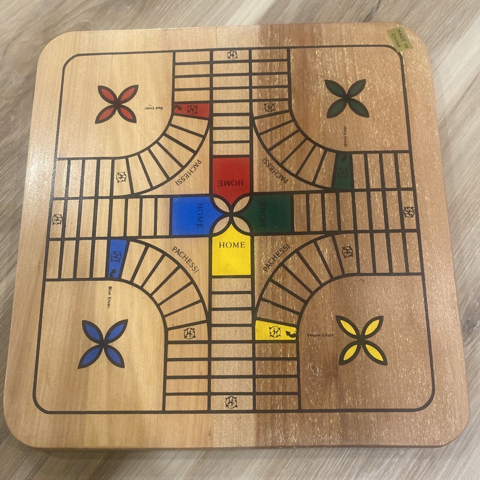 Wooden 4-in-1 Board Game Set: Chess, Checkers, Dominoes, Parchessi Reversible