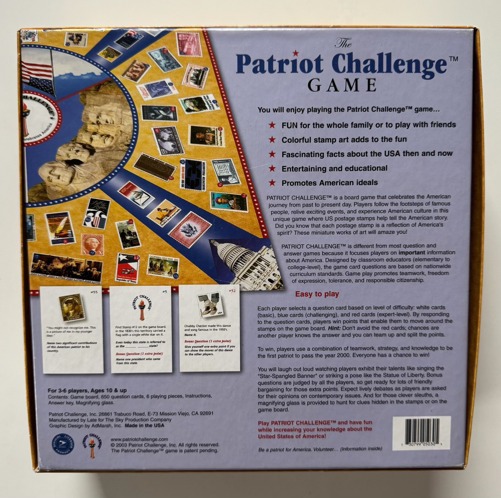Patriot Challenge Game Colorful Reproductions Of American Stamp Art