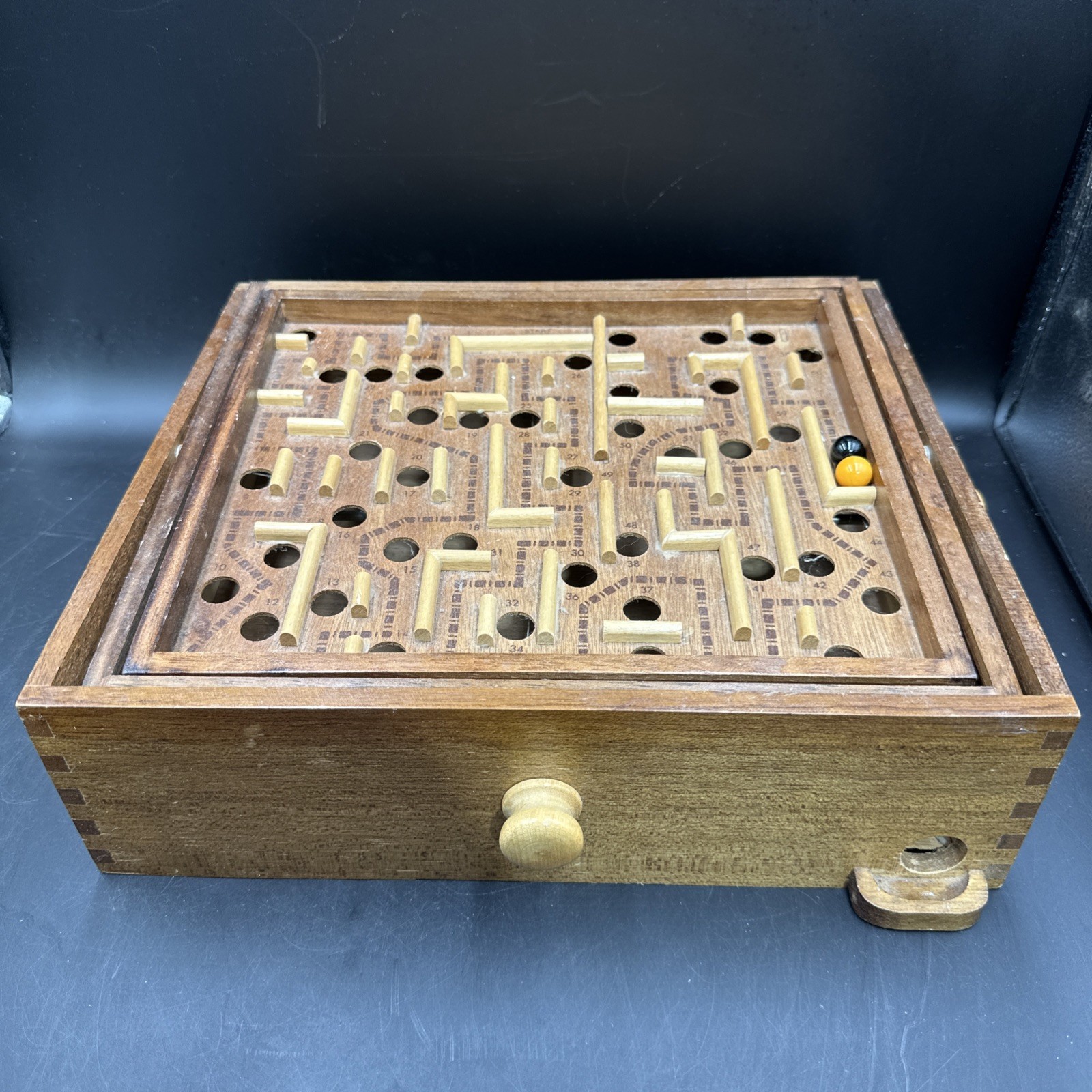 Vintage Labyrinth Wooden Maze Marble Skill Puzzle Game