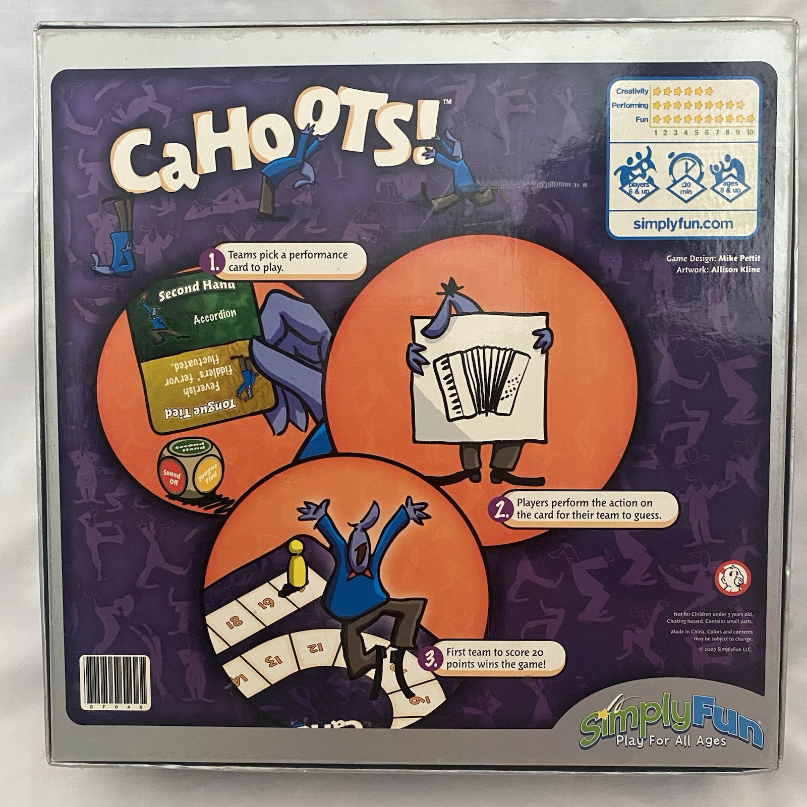 SimplyFun CaHoots! Charades Board Game Dry Erase 2+ Players Ages 6+ 2007