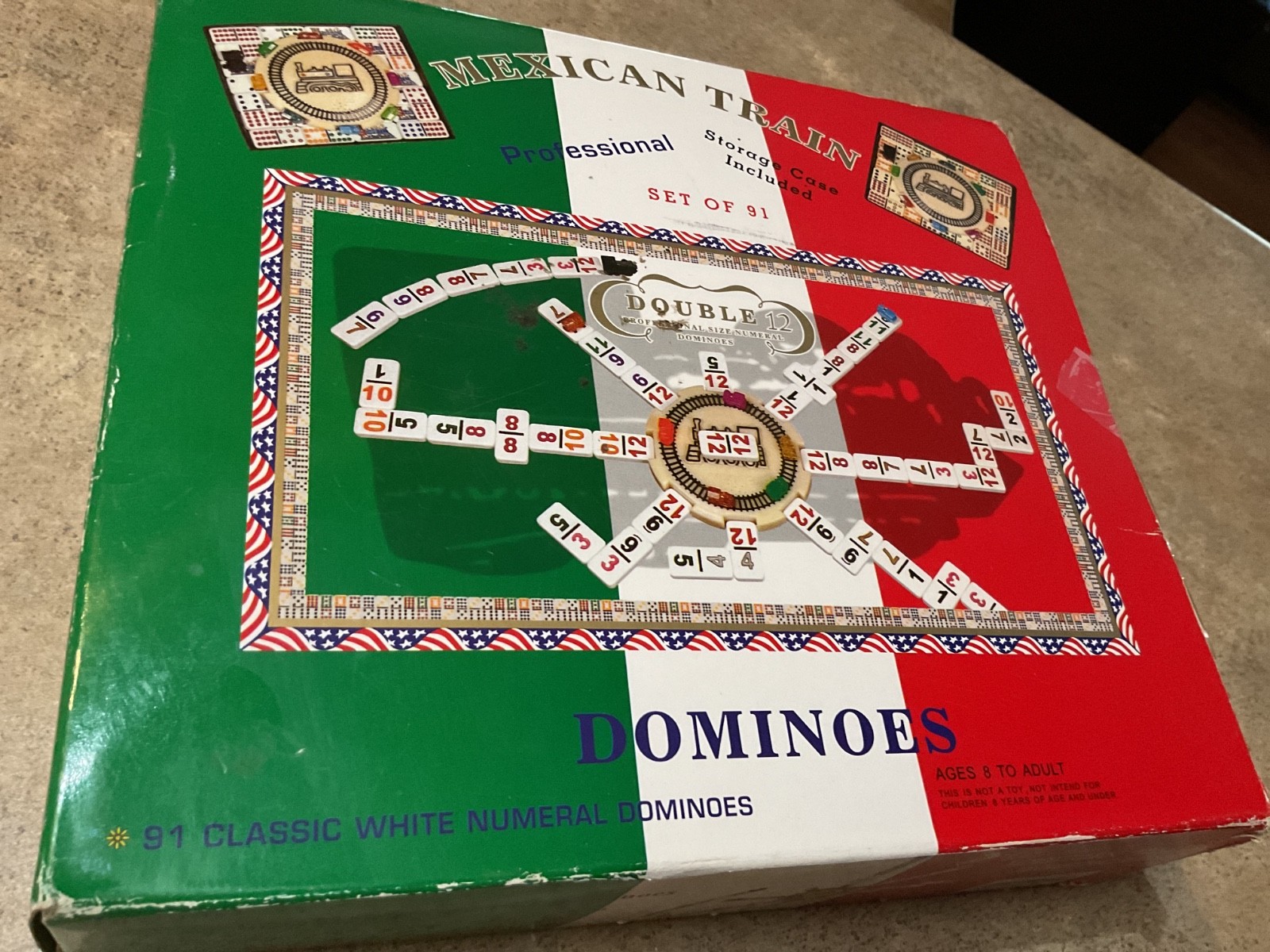 Double Twelve Mexican Train Dominoes Professional Set of 91 With Case – COMPLETE