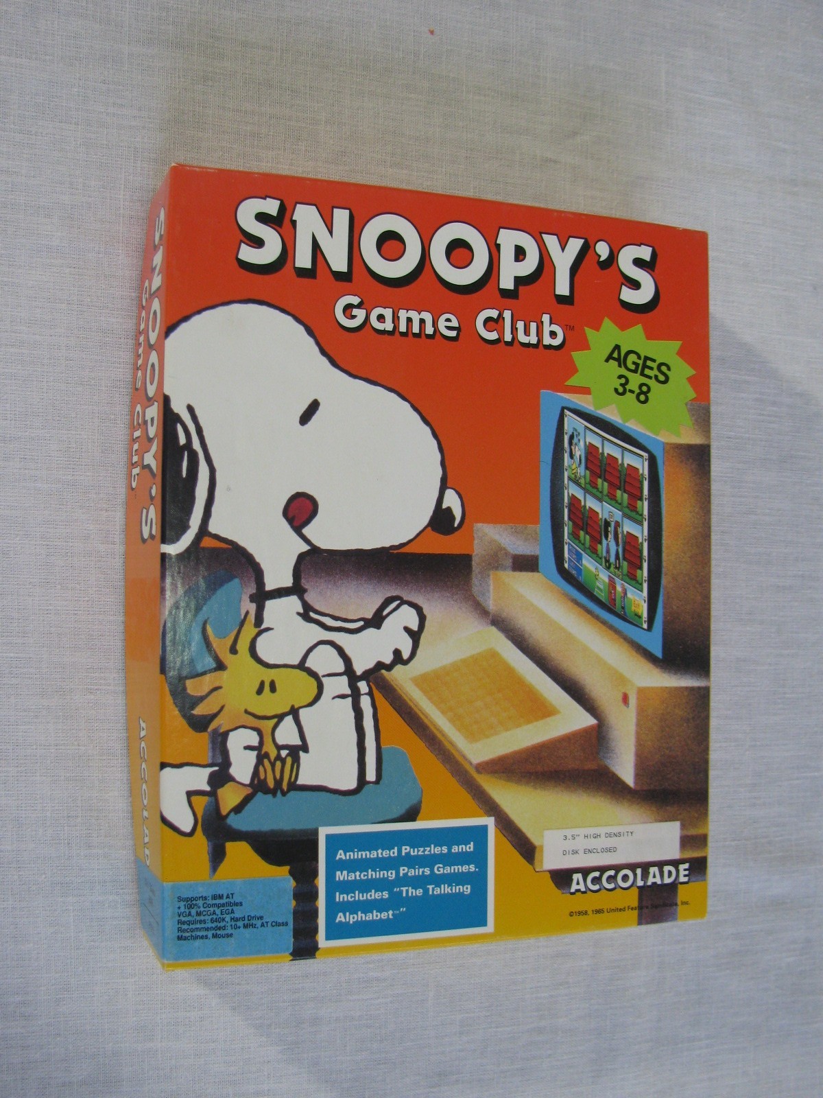Vtg Accolade Software Snoopy’s Game Club for IBM PC, Disk/Book, 3-8 Years, 1992