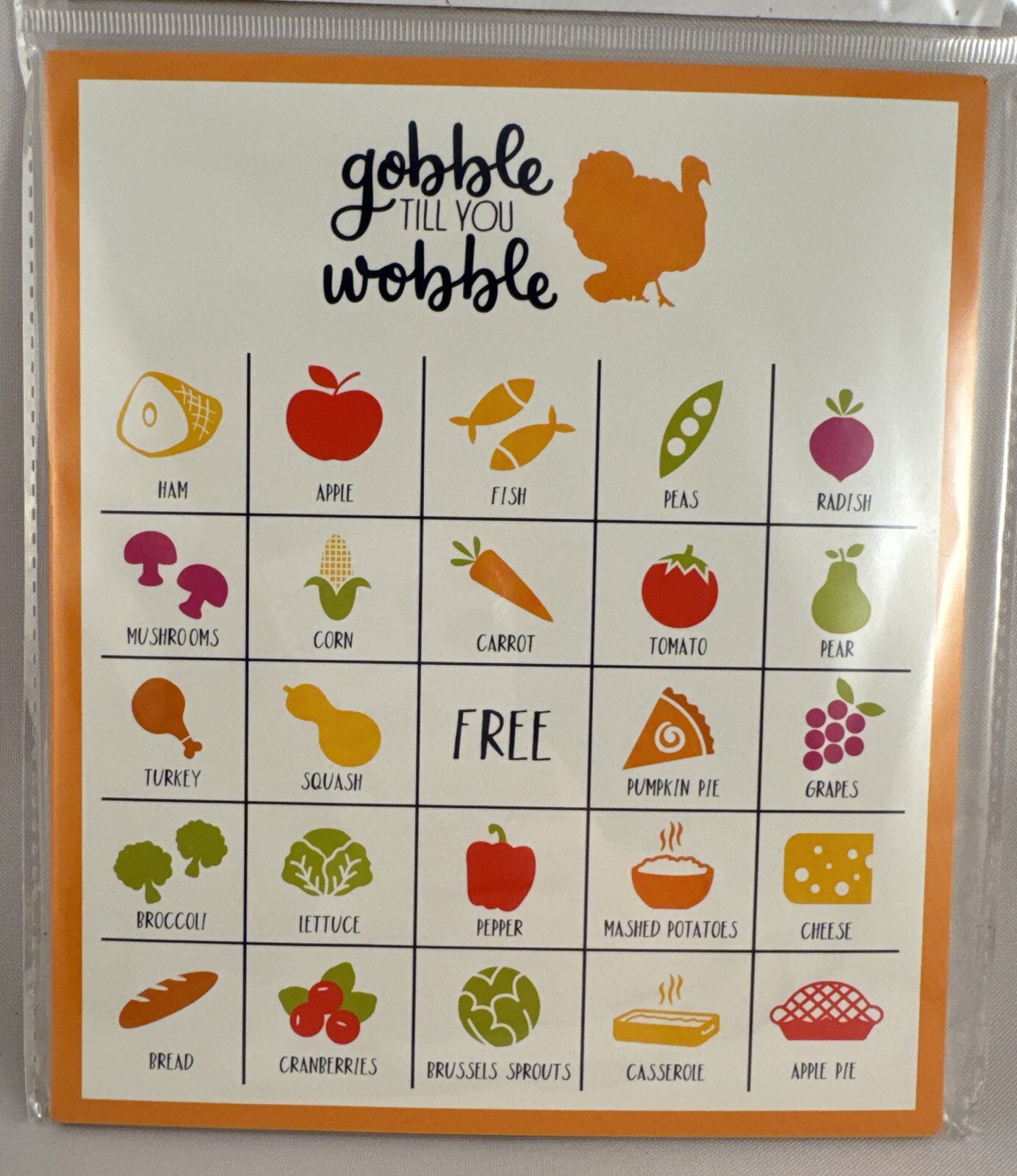 GOBBLE TILL YOU WOBBLE Thanksgiving Bingo Cards Set of 12 NEW Family Game Kids