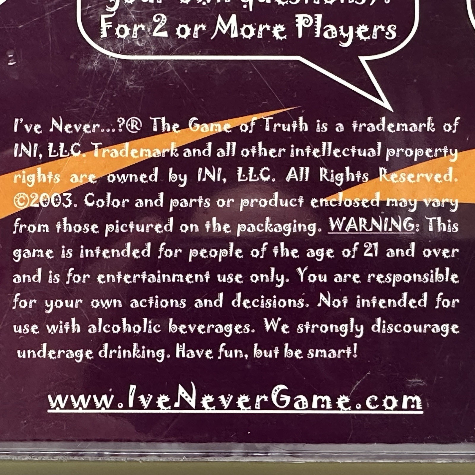 I’ve Never…The Game of Truth A True Reality Based Game 2003 Drinking Fun NEW!
