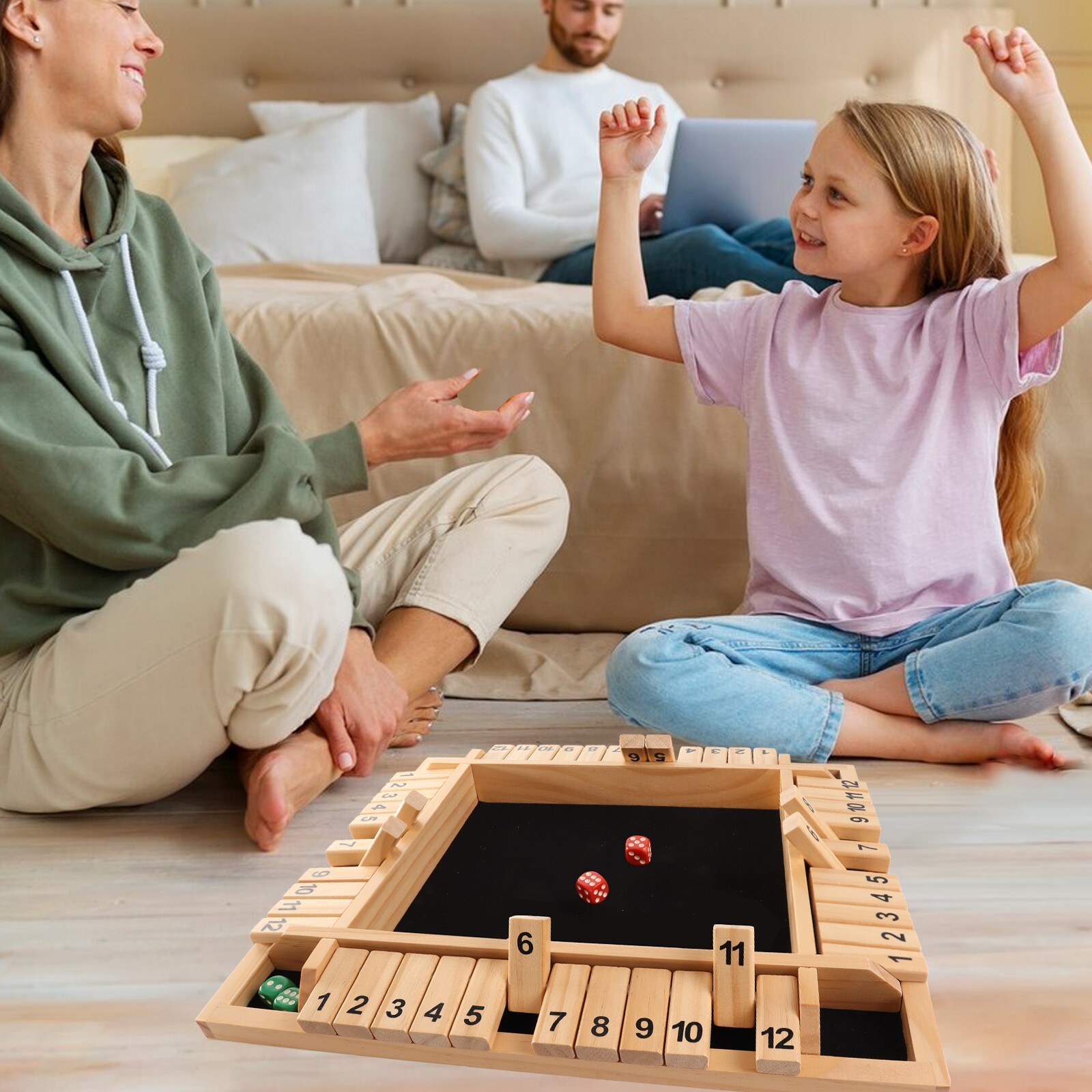 4-Player 12 Number Shut The Box Dice Game. Family Party Porch Pub Bar Board Game