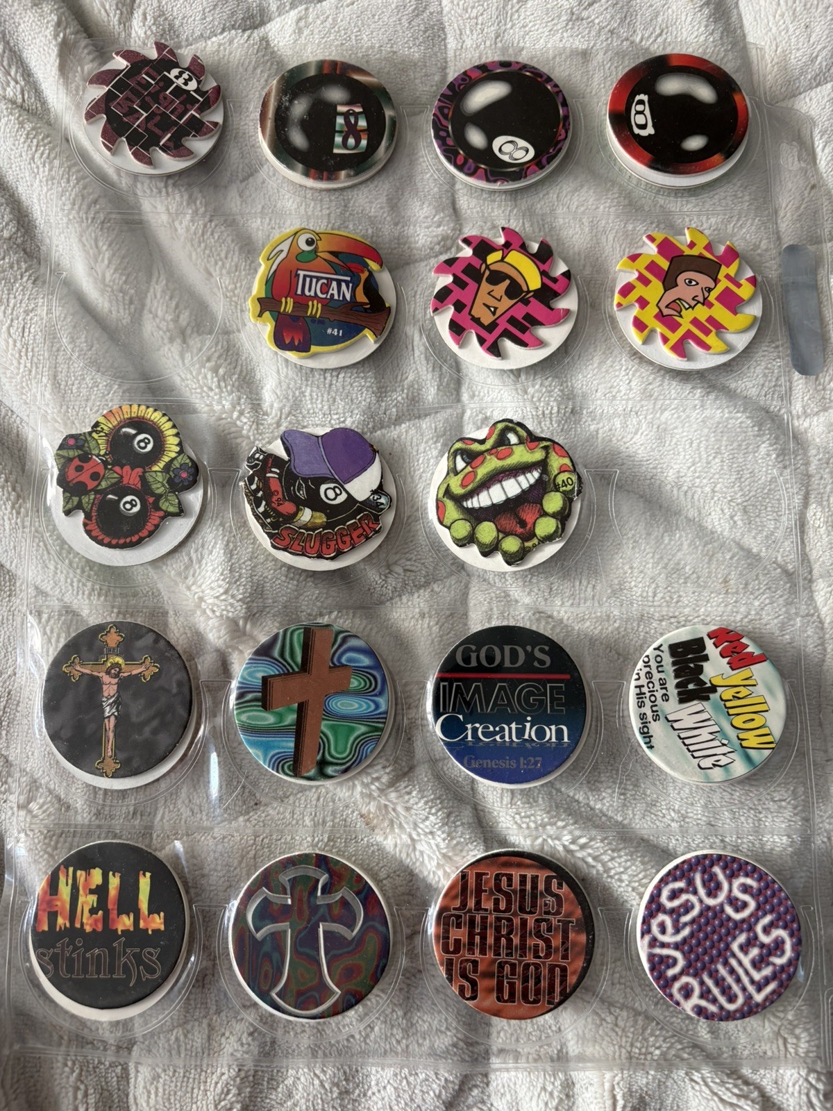 Big POG Assortment 196 Pogs Rare 8 Ball Blade Religious Paychadelic Poison