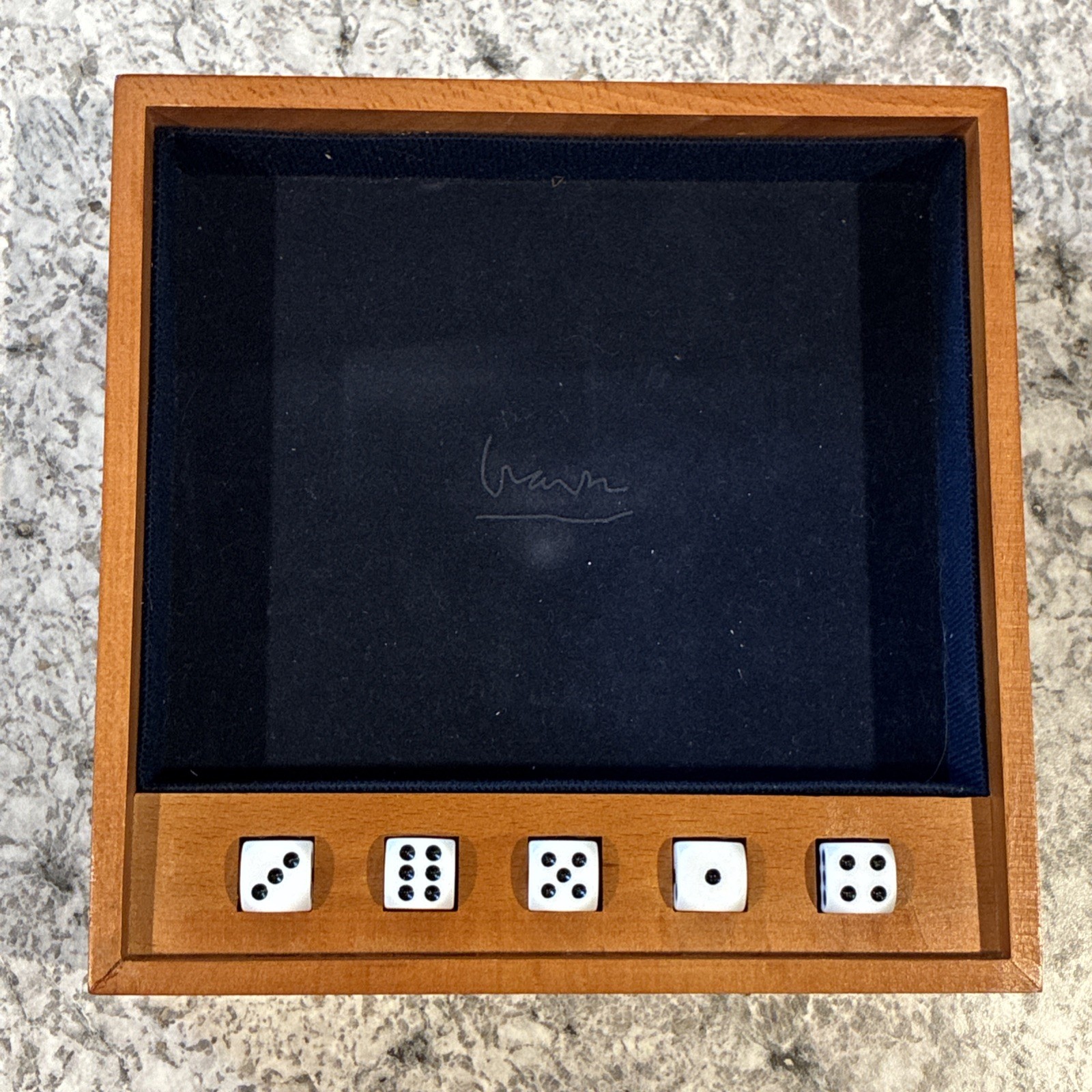 Michael Graves Design YAHTZEE Game Custom Wooden Box & Cup w/ Score Sheets