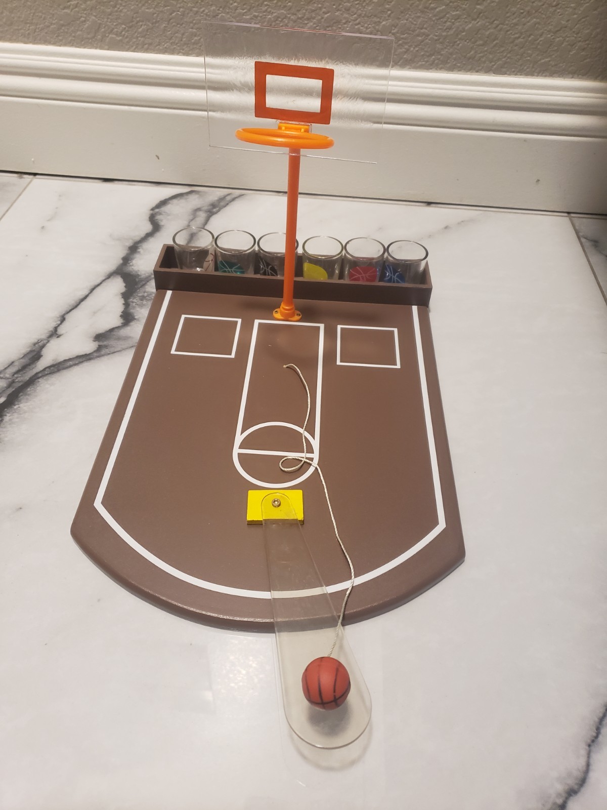 Game Night Basketball Drinking Game – 6 Shot Glasses & B-Ball Game Board