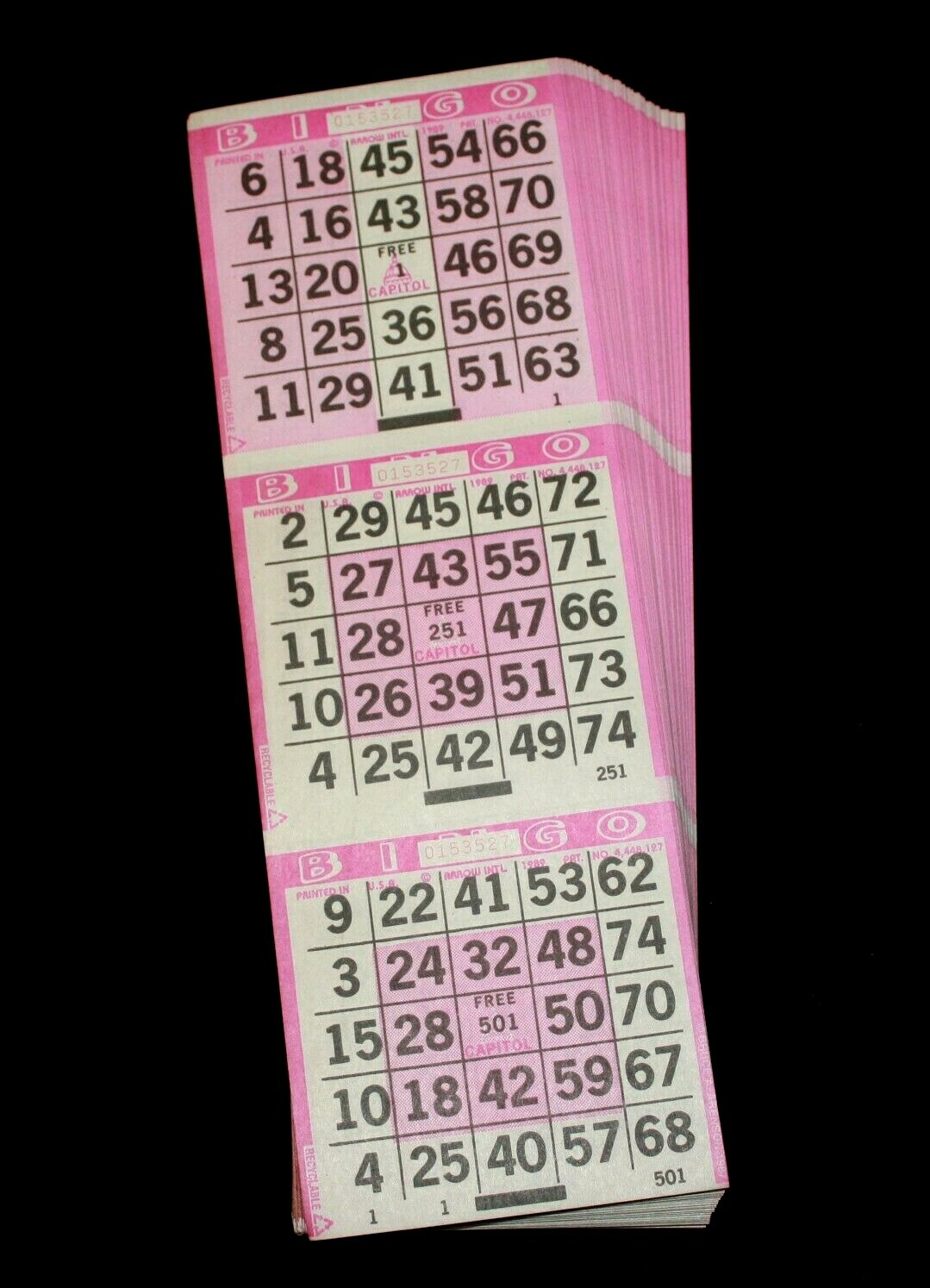 BINGO PAPER Sheets 3 on 4 Purple Special pattern – 50 pack