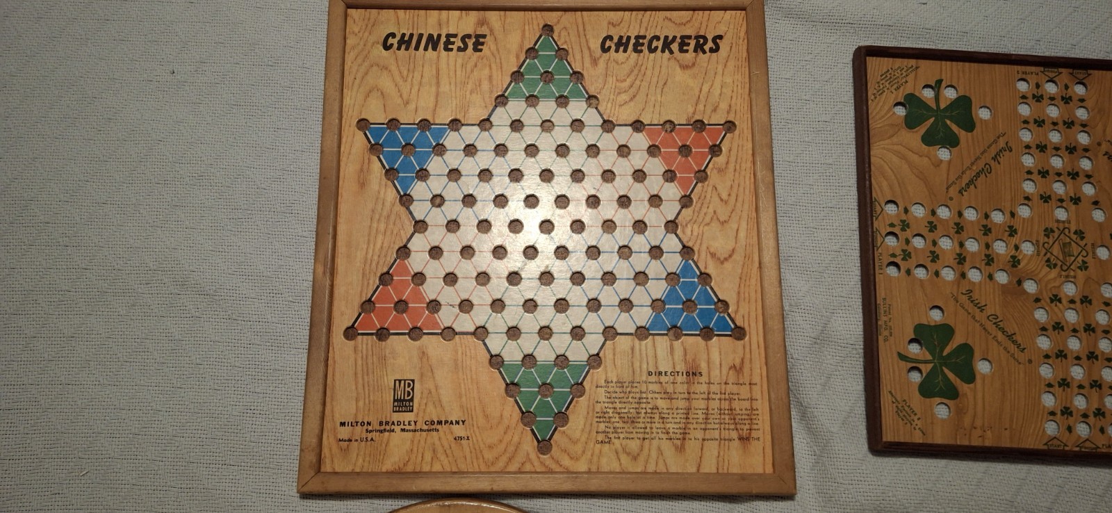 3 Vintage Chinese Checker Boards & 2 Solid Oak Boards