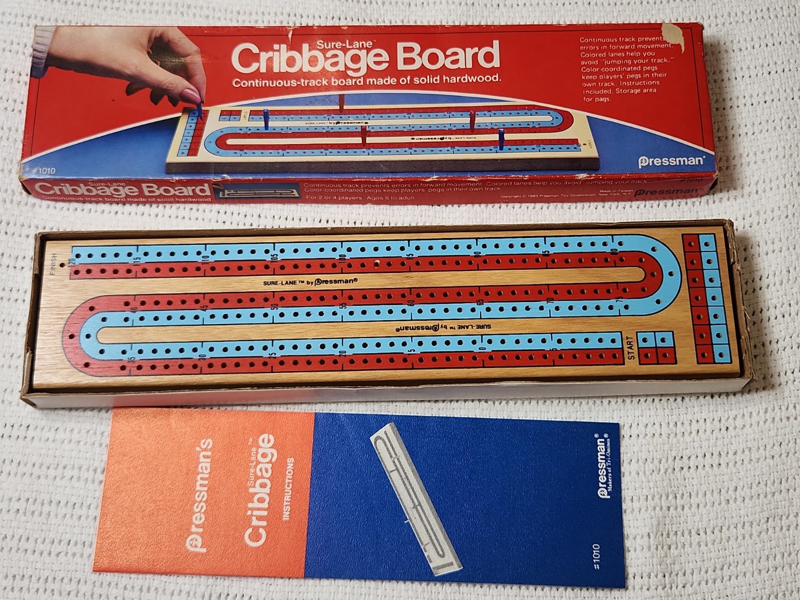 Vintage Pressman #1010 Sure-Lane Continuous Track Cribbage Board Game 1983