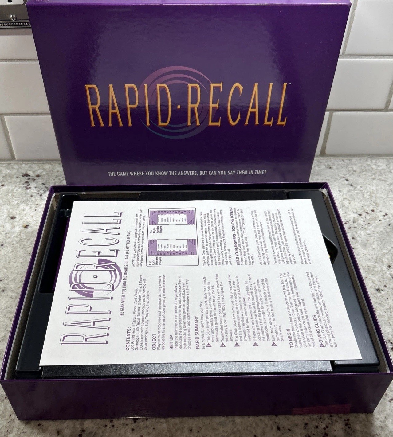 RAPID RECALL Board Game 1993 VINTAGE 100% COMPLETE 4+ Players
