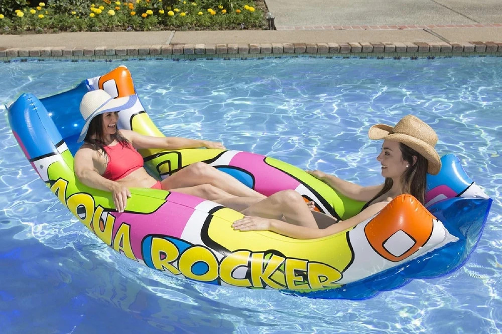 Inflatable Pool Float Rocker 88 x 52 in Blue Multi Poolmaster 86104 Aqua Adults