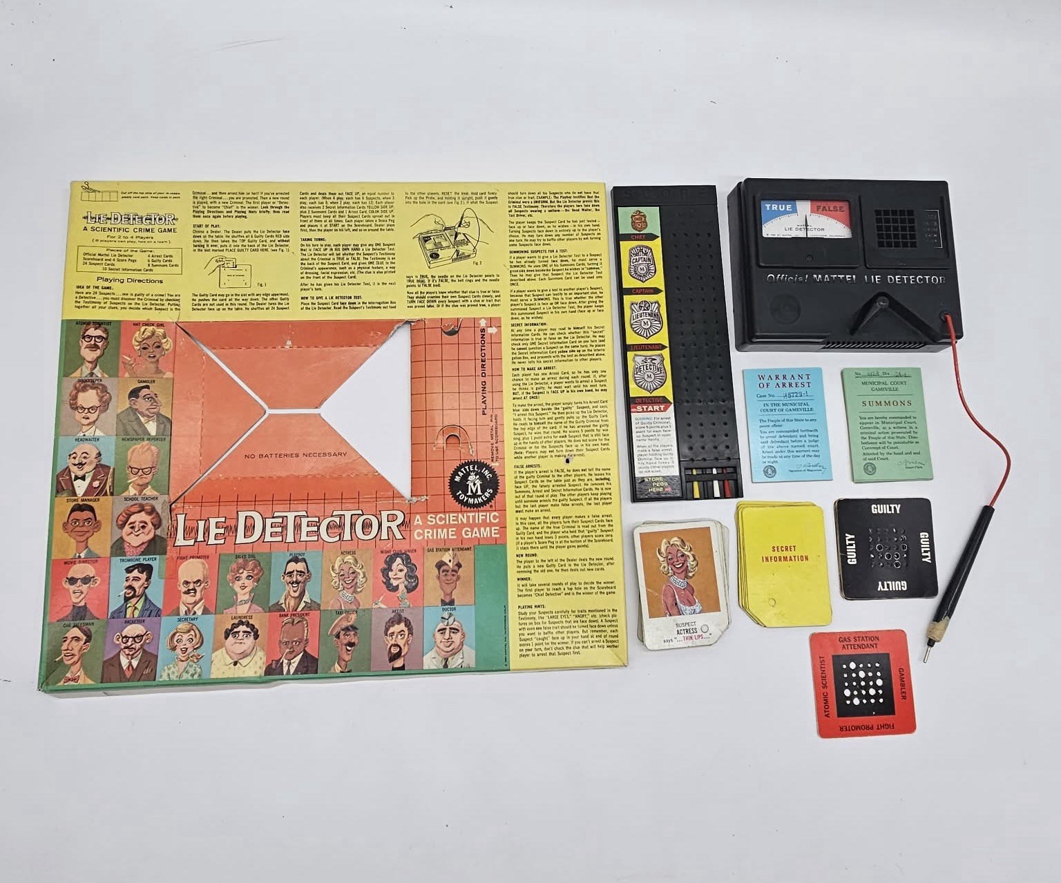 Vintage 1960 Mattel Lie Detector Game RARE Boardgame Scientific Crime Game ￼