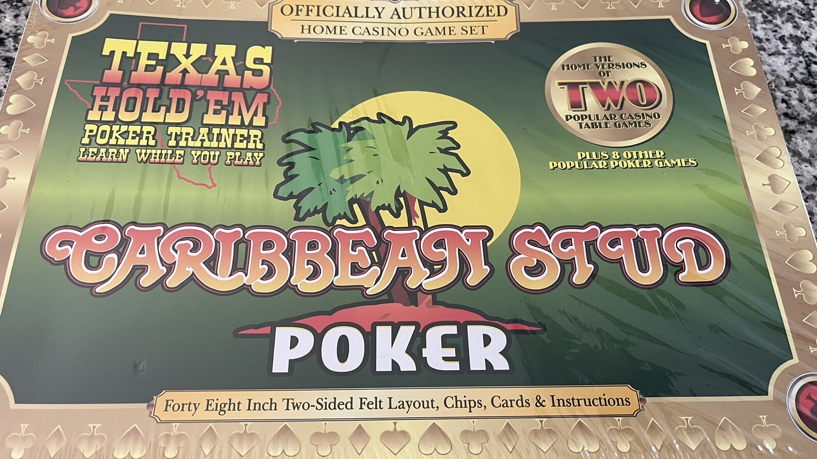 Texas Hold ‘Em Poker Caribbean Stud + 8 Other Games Home Casino Game Set NEW