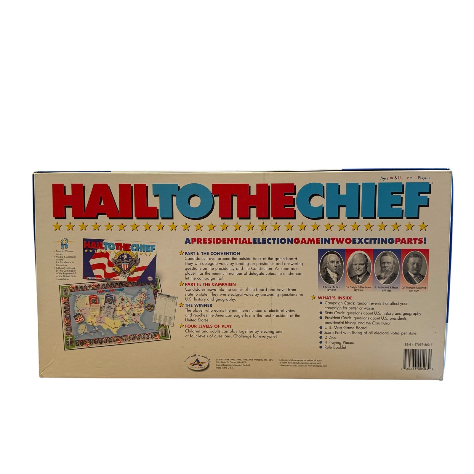 Aristoplay Hail to the Chief Board Game Vintage Election 2003 Complete