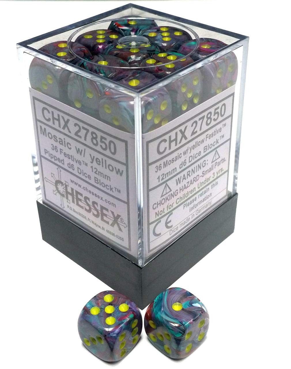 d6Cube12mm Frosted MOSAICye – Chessex (Pack of 36)