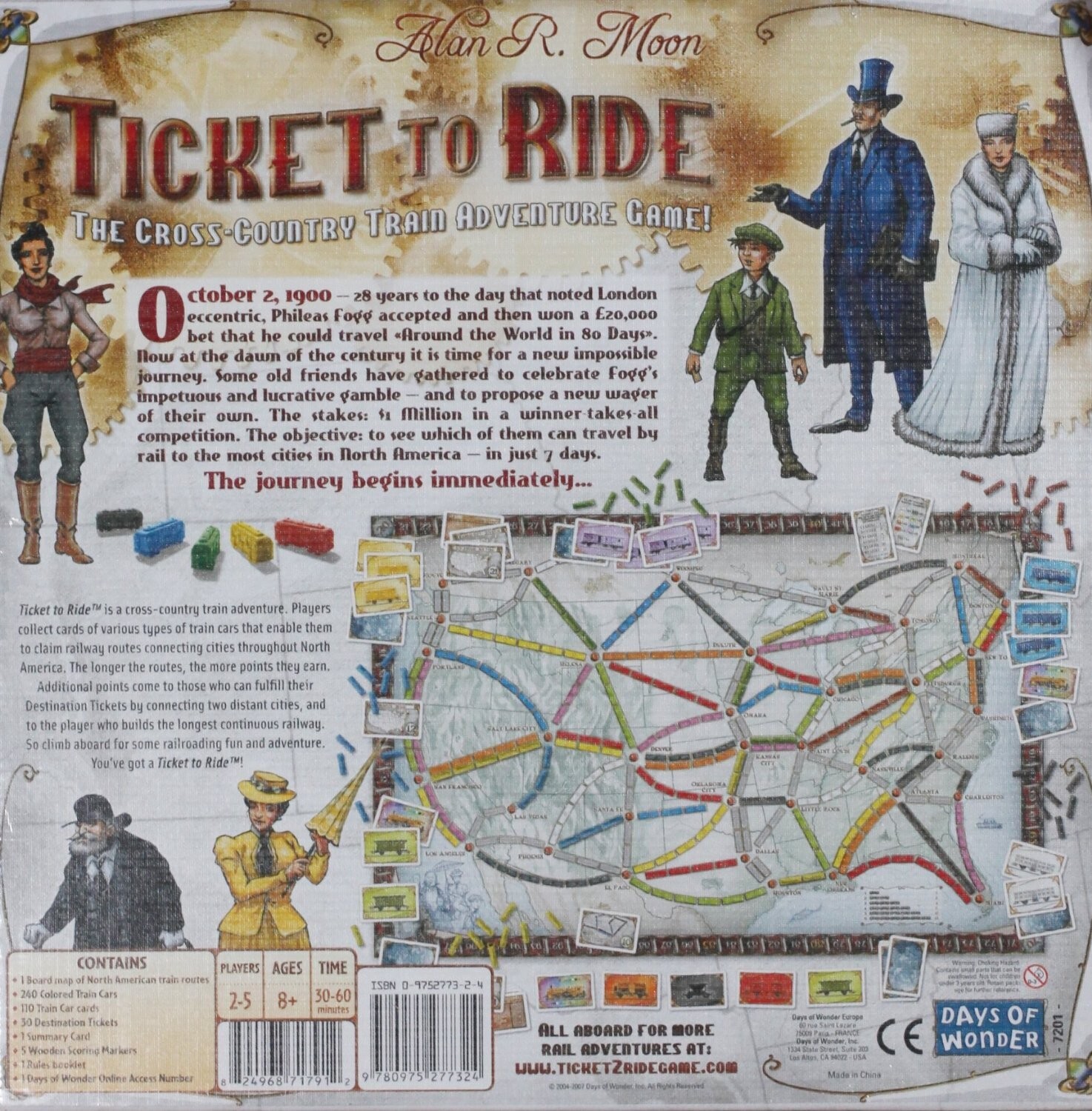 Days of Wonder Ticket To Ride by Alan R Moon Train Adventure Board Game Complete