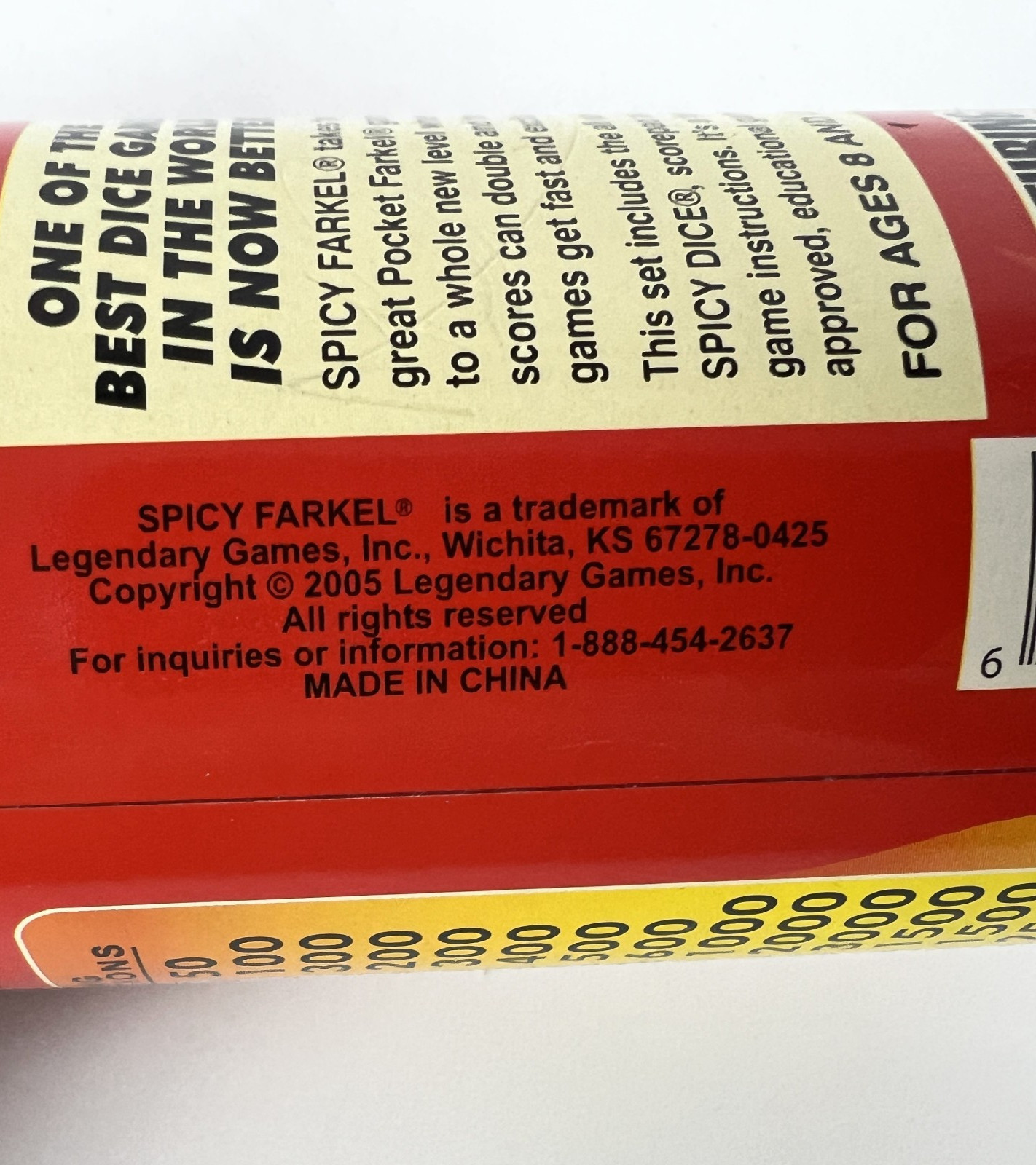 LGI Spicy Farkel 2005 Complete Red Canister Dice Game Scorepad Legendary Travel