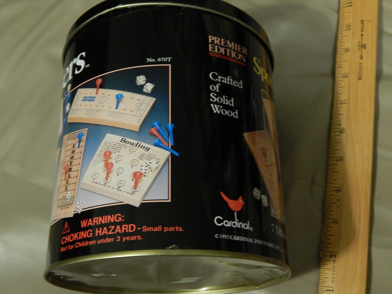 1993 Sport Teasers “7 Different Brain Busters” [Solid Wood] METAL TIN ~Cardinal~
