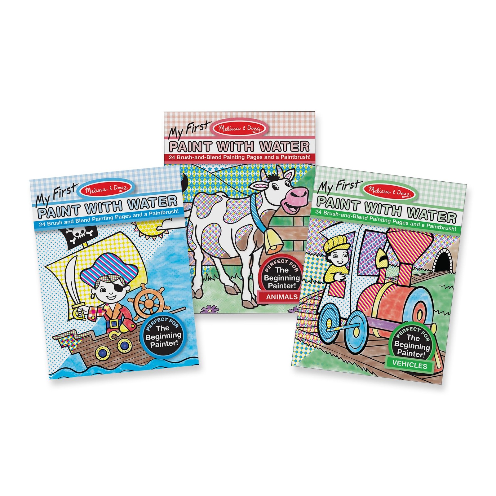 Paint with Water Activity Books Set Animals Vehicles Pirates Melissa Doug First
