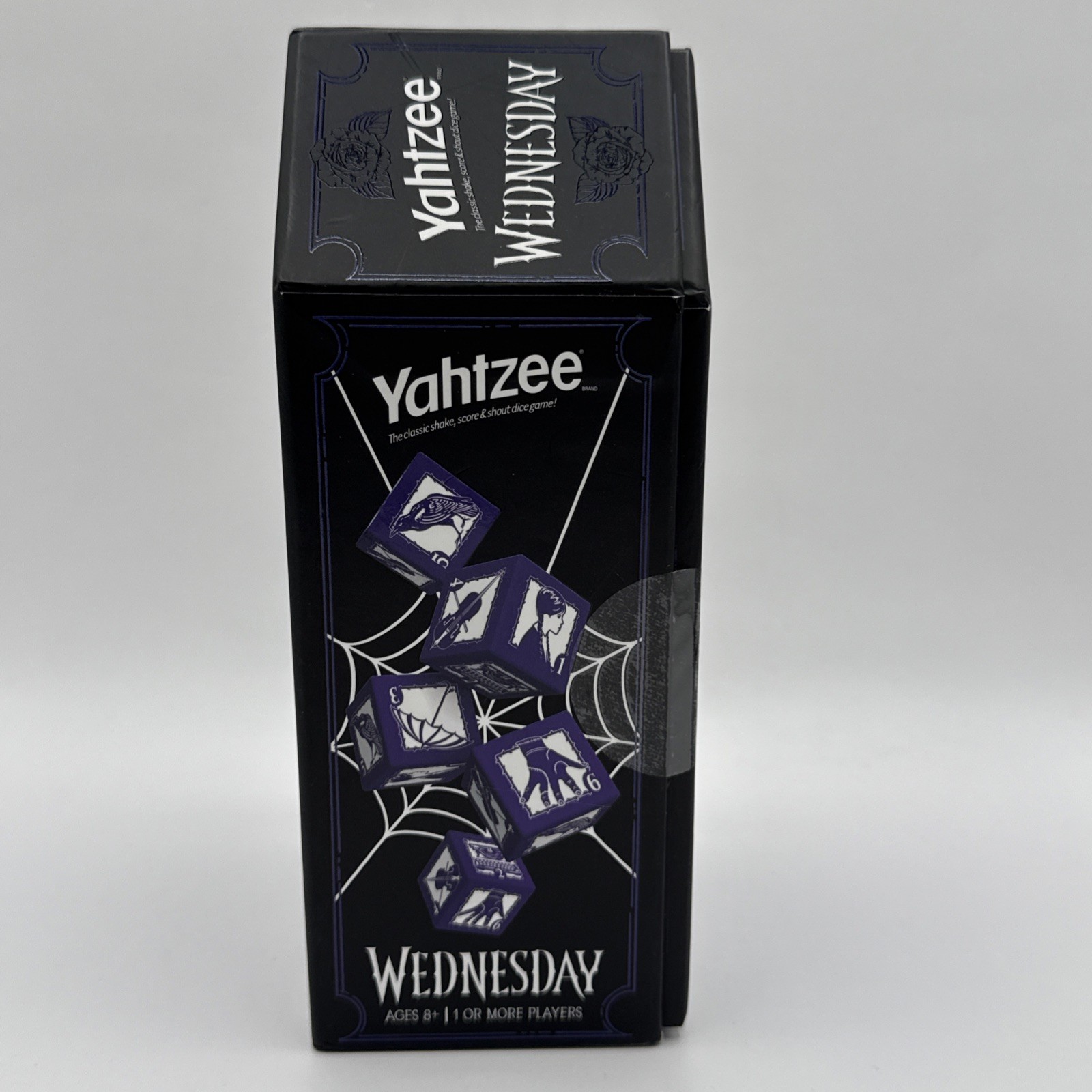 Yahtzee: Wednesday – 5 Custom Wednesday Dice Collectors Edition Wednesday Addams