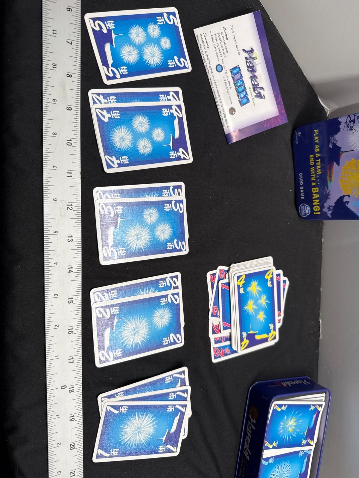 R&R Games Hanabi Fireworks Card Game Tin Travel Game Complete Excellent Light Sc
