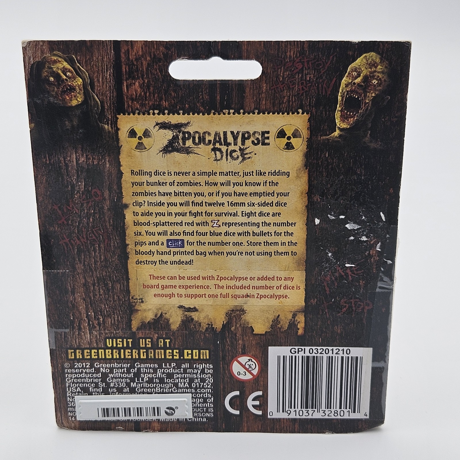Zpocalypse Board Game 2012 Dice Set Of 12 Greenbreier Games Hard To Find!