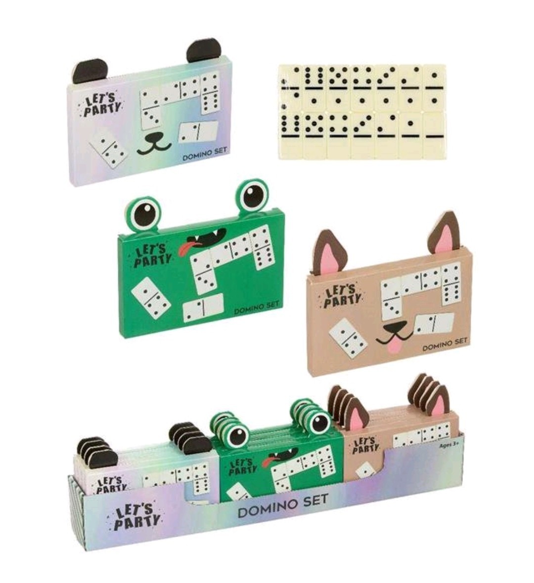 Let’s Party Mini Animal Themed Domino Set 28 Piece Pack Of 3 (Panda, Frog & Dog)