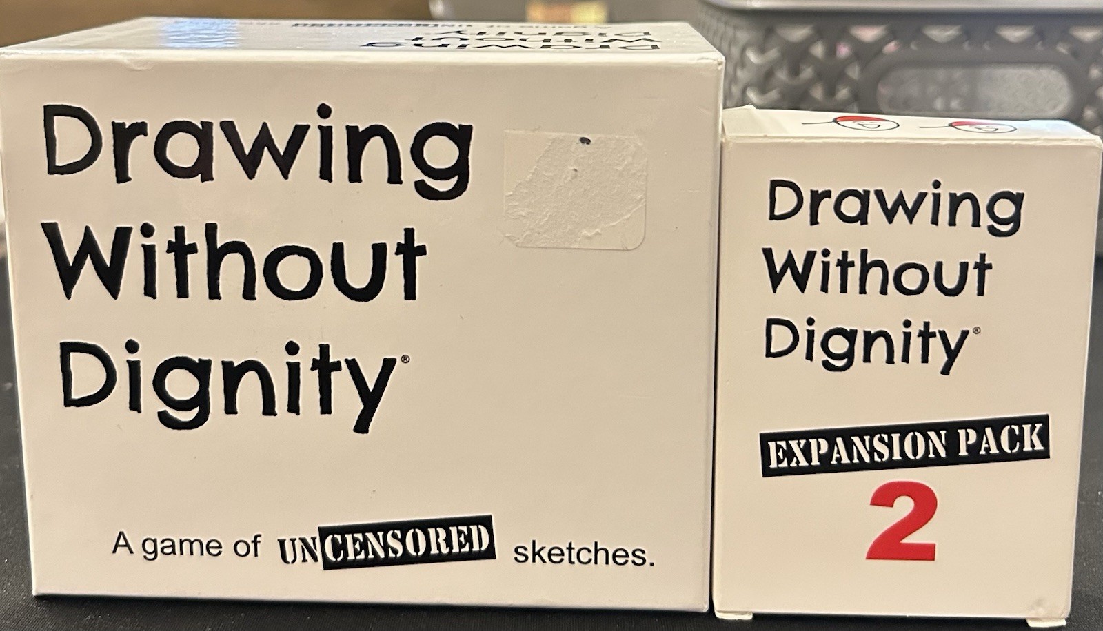 Drawing Without Dignity Board Game Complete + Expansion Pack 2 Cards Sealed