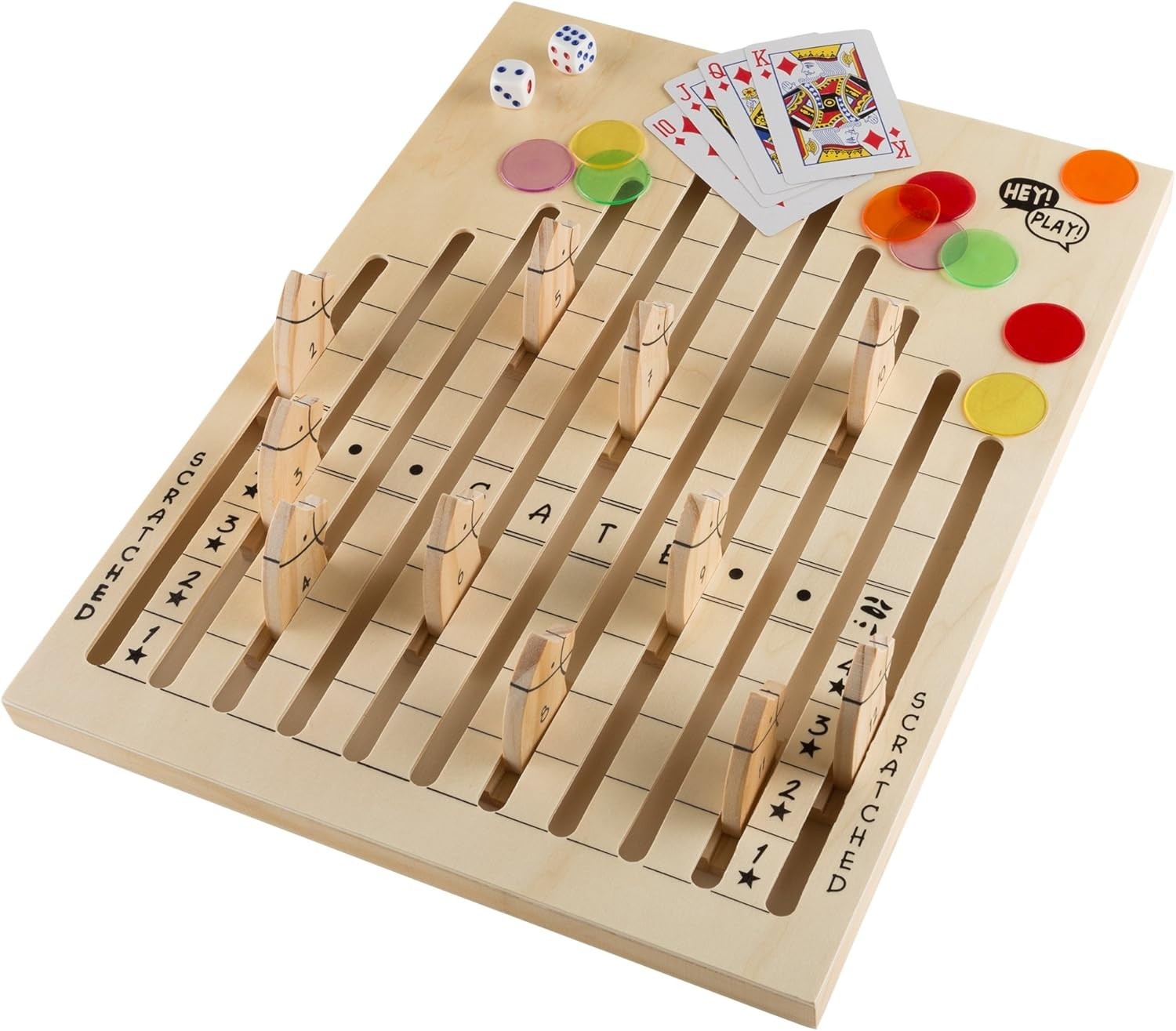 Multicolor Horse Racing Game with Cards, Dice & Chips – Perfect for Parties