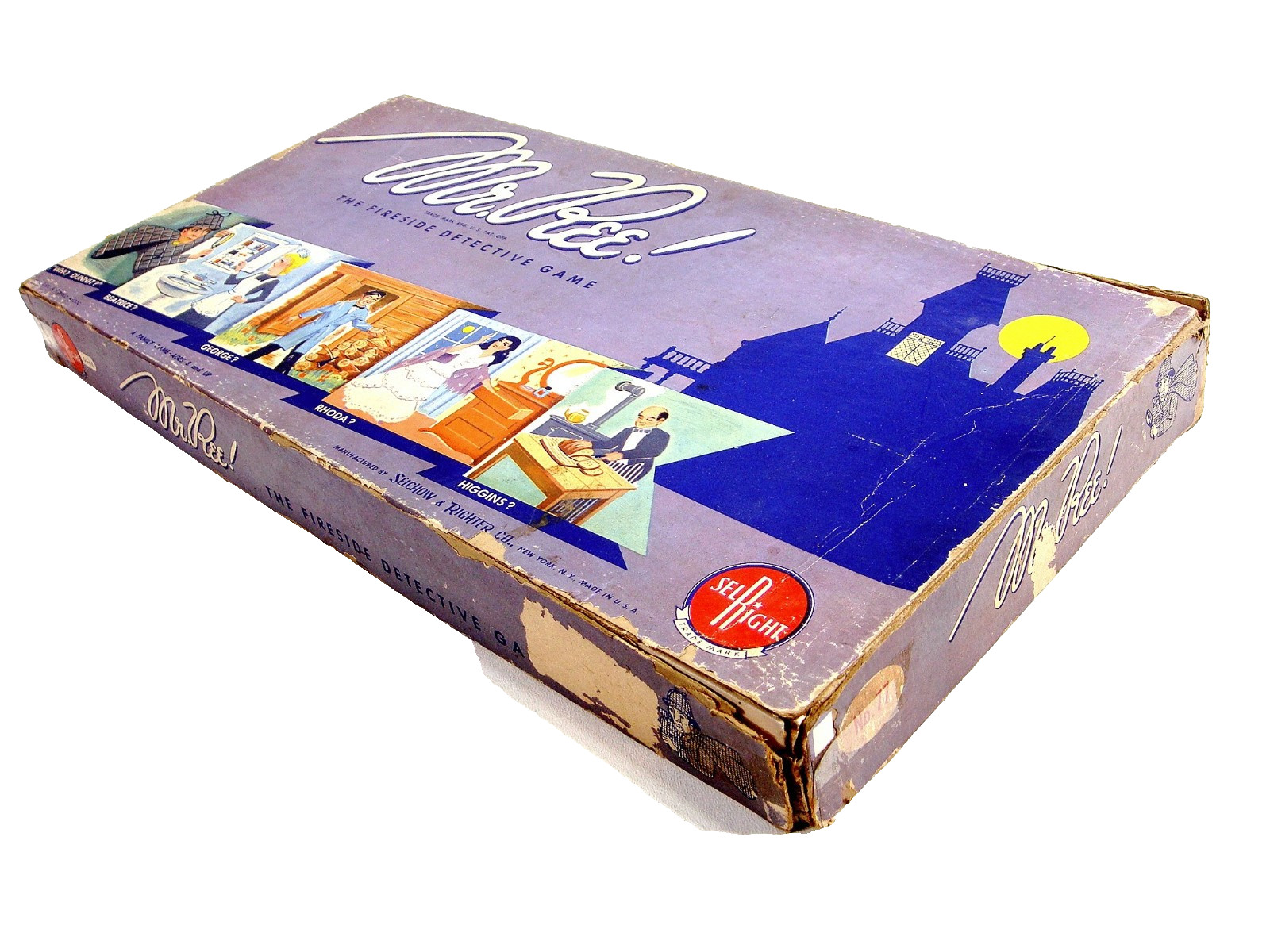 1957 Mr Ree Board Game Selchow Richter Fireside Detective Complete Clues Mystery