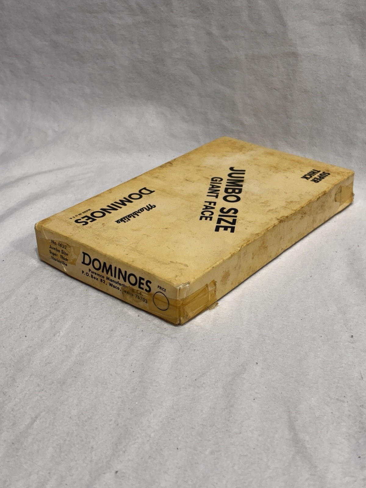 Super Thick Jumbo Size Giant Face Marblelike Dominoes Puremco #1632 Box ** As Is