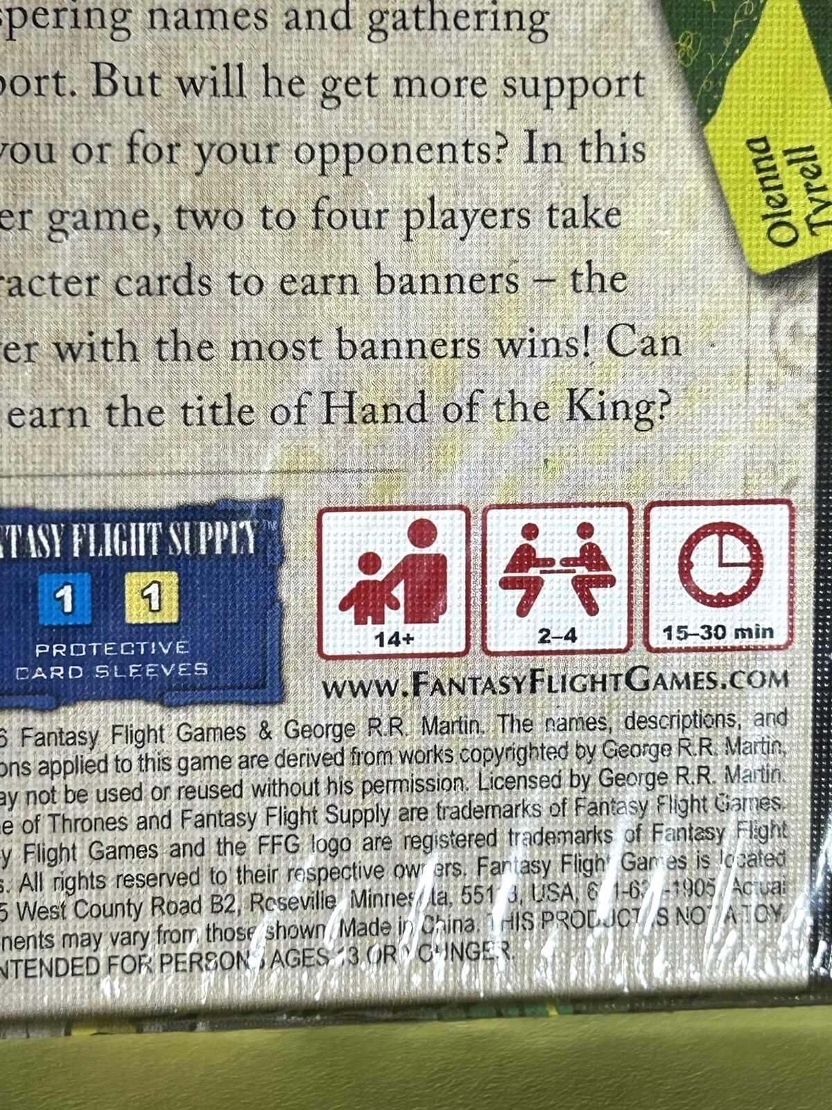 A Game Of Thrones. Hand Of The King. Game Of Wits. New. Sealed. Ages14+.