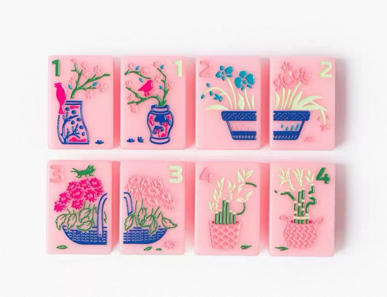 2026 Pink American Mahjong Game Set, 160 Paris Mah Jong Tiles 1.42in*1in*0.43in