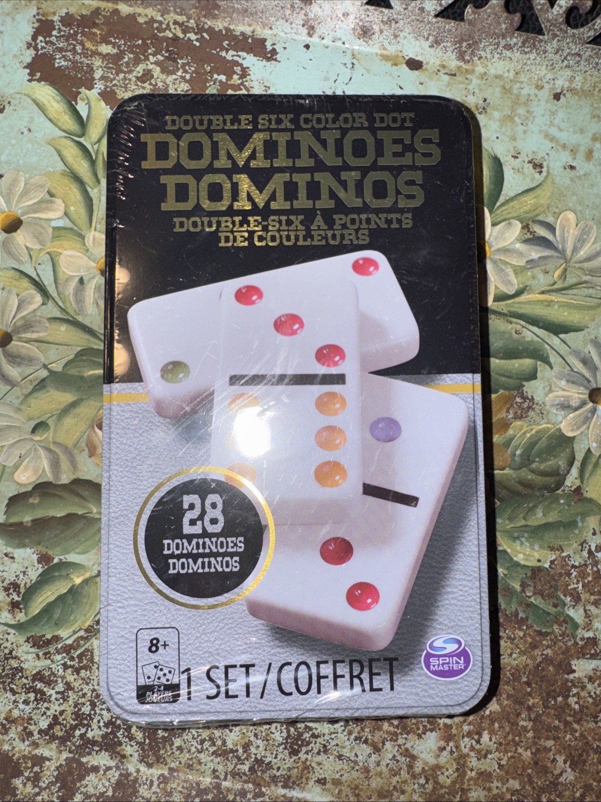 New Double Six Color Dot Dominoes In Color Collectors Tin Box