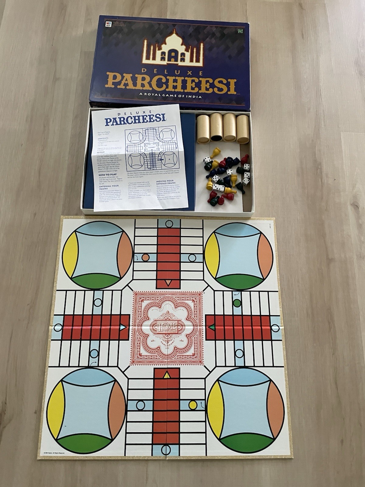 Milton Bradley 1999 Deluxe Parcheesi Board Game Complete In Box