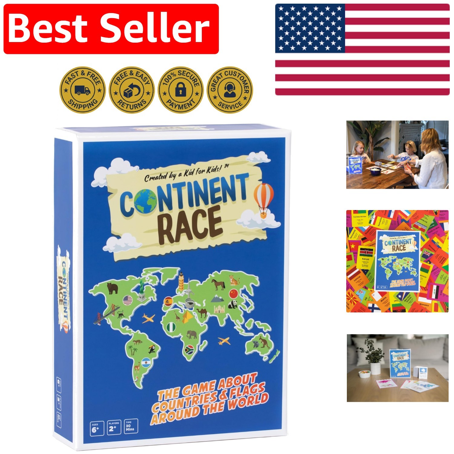 Interactive Continent Race Game – Engaging Geography Learning for Kids & Family,